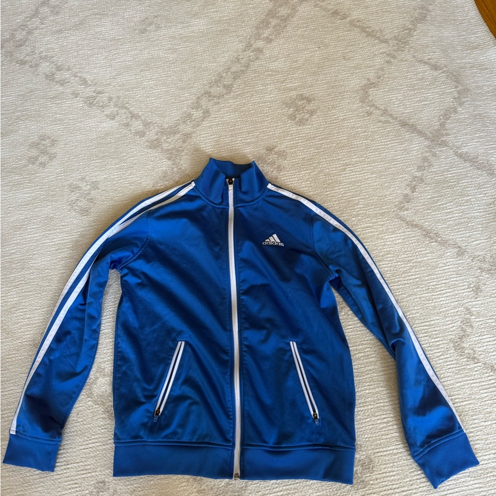 Adidas Blue and White Athletic Top